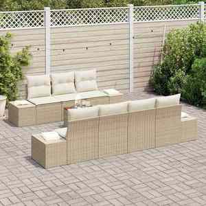 vidaXL Set de canapele pentru grădină 8 pcs Bej și alb imagine
