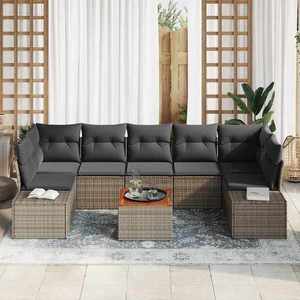 vidaXL Set de canapele pentru grădină 8 pcs Gri imagine