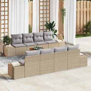 vidaXL Set de canapele pentru grădină 7 pcs bej și gri deschis imagine