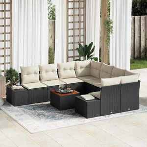 vidaXL Set de canapele pentru grădină 9 pcs Negru și alb imagine