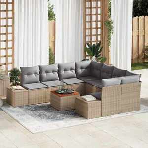 vidaXL Set de canapele pentru grădină 9 pcs bej și gri deschis imagine