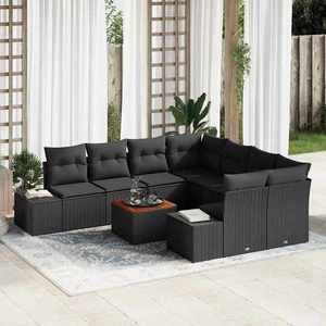 vidaXL Set de canapele pentru grădină 9 pcs Negru imagine