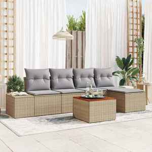 vidaXL Set de canapele pentru grădină 6 pcs bej și gri deschis imagine