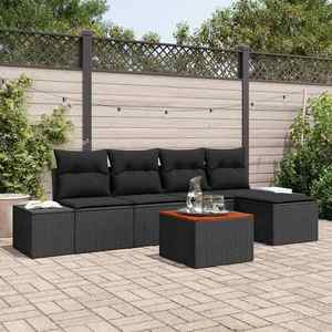 vidaXL Set de canapele pentru grădină 6 pcs Negru imagine