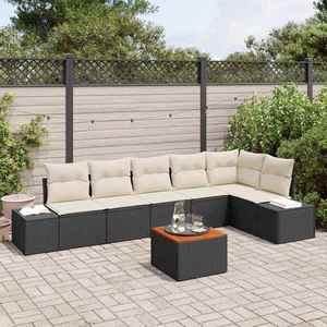 vidaXL Set de canapele pentru grădină 7 pcs Negru și alb imagine