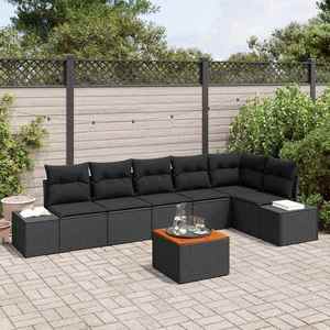 vidaXL Set de canapele pentru grădină 7 pcs Negru imagine