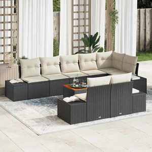 vidaXL Set de canapele pentru grădină 9 pcs Negru și alb imagine