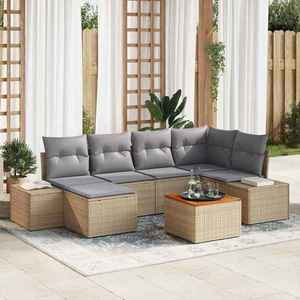 vidaXL Set de canapele pentru grădină 7 pcs bej și gri deschis imagine