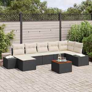 vidaXL Set de canapele pentru grădină 8 pcs Negru și alb imagine