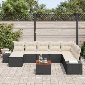 vidaXL Set de canapele pentru grădină 9 pcs Negru și alb imagine