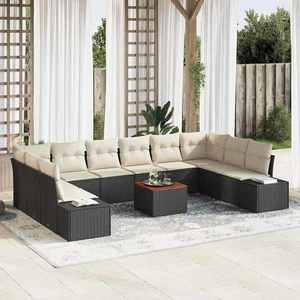 vidaXL Set de canapele pentru grădină 11 pcs Negru și alb imagine
