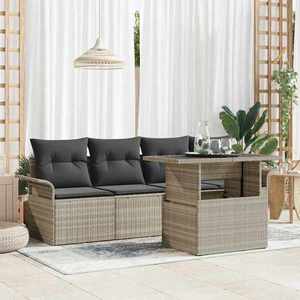 vidaXL Set de canapele pentru grădină 5 pcs Gri deschis Rattan poli imagine