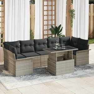 vidaXL Set de canapele pentru grădină 8 pcs Gri deschis Rattan poli imagine