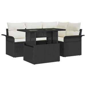 vidaXL Set de canapele pentru grădină cu pernă 5 pcs Negru Rattan poli imagine