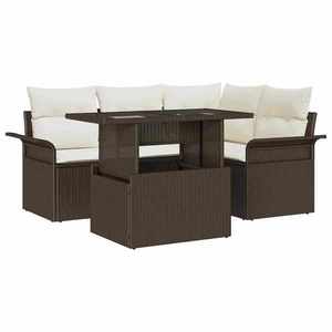 vidaXL Set de canapele pentru grădină cu pernă 5 pcs Maro Rattan poli imagine
