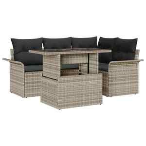 vidaXL Set de canapele pentru grădină 5 pcs Gri deschis Rattan poli imagine