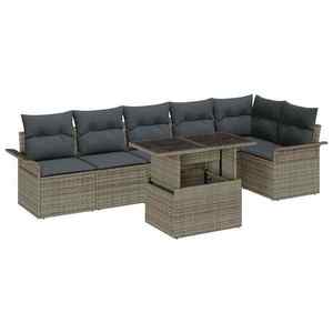 vidaXL Set de canapele pentru grădină cu pernă 7 pcs Gri Rattan poli imagine