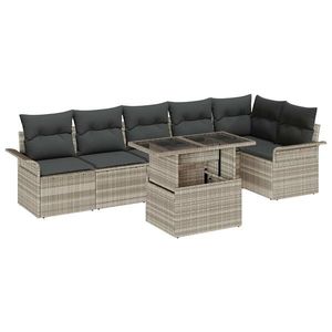vidaXL Set de canapele pentru grădină 7 pcs Gri deschis Rattan poli imagine