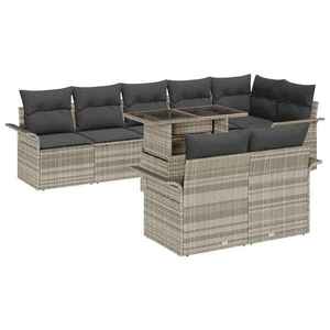vidaXL Set de canapele pentru grădină 9 pcs Gri deschis Rattan poli imagine
