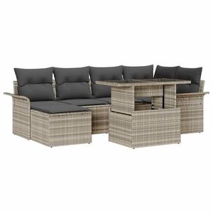 vidaXL Set de canapele pentru grădină 7 pcs Gri deschis Rattan poli imagine