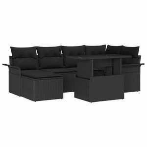 vidaXL Set de canapele pentru grădină cu pernă 7 pcs Negru Rattan poli imagine