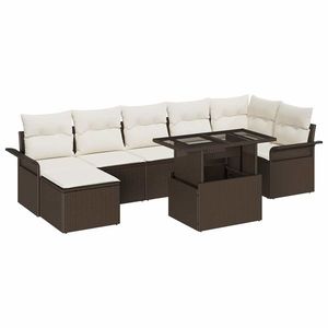 vidaXL Set de canapele pentru grădină cu pernă 8 pcs Maro Rattan poli imagine