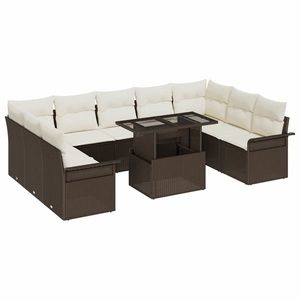 vidaXL Set de canapele pentru grădină 10 pcs Maro 100 x 55 x 73 cm imagine