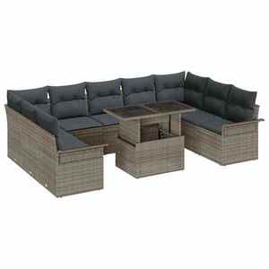 vidaXL Set de canapele pentru grădină 10 pcs Gri 100 x 55 x 73 cm imagine