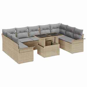 vidaXL Set de canapele pentru grădină 10 pcs Bej 100 x 55 x 73 cm imagine
