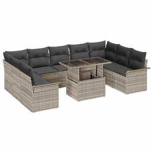 vidaXL Set de canapele pentru grădină cu pernă 10 pcs Gri deschis imagine