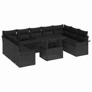vidaXL Set de canapele pentru grădină 10 pcs Negru 100 x 55 x 73 cm imagine