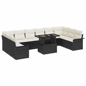 vidaXL Set de canapele pentru grădină 11 pcs Negru 100 x 55 x 73 cm imagine