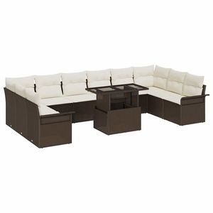 vidaXL Set de canapele pentru grădină 11 pcs Maro 100 x 55 x 73 cm imagine