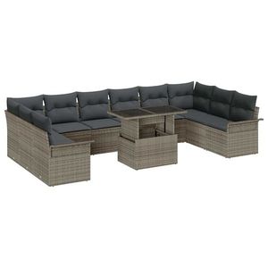 vidaXL Set de canapele pentru grădină 11 pcs Gri 100 x 55 x 73 cm imagine