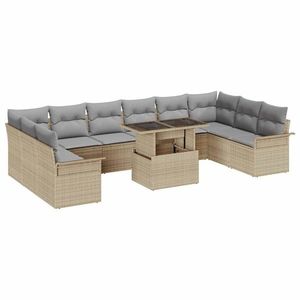 vidaXL Set de canapele pentru grădină 11 pcs Bej 100 x 55 x 73 cm imagine
