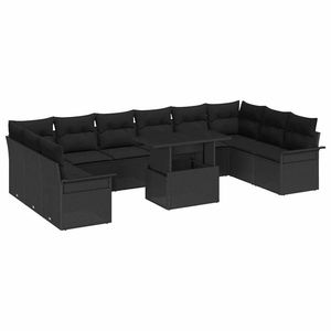 vidaXL Set de canapele pentru grădină 11 pcs Negru 100 x 55 x 73 cm imagine