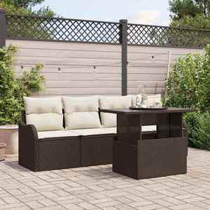 vidaXL Set de canapele pentru grădină 5 pcs Maro 100 x 55 x 73 cm imagine