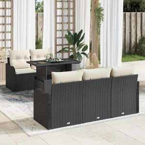 vidaXL Set de canapele pentru grădină 6 pcs Negru 100 x 55 x 73 cm imagine