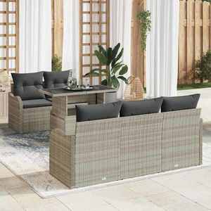 vidaXL Set de canapele pentru grădină cu pernă 6 pcs Gri deschis imagine