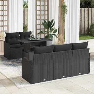 vidaXL Set de canapele pentru grădină 6 pcs Negru 100 x 55 x 73 cm imagine