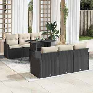 vidaXL Set de canapele pentru grădină 7 pcs Negru 100 x 55 x 73 cm imagine