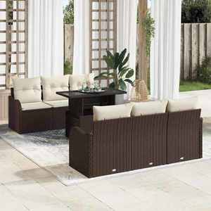 vidaXL Set de canapele pentru grădină 7 pcs Maro 100 x 55 x 73 cm imagine