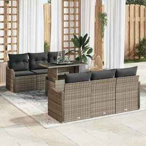 vidaXL Set de canapele pentru grădină 7 pcs Gri 100 x 55 x 73 cm imagine