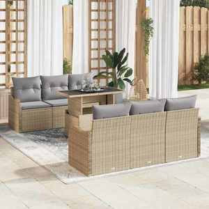 vidaXL Set de canapele pentru grădină 7 pcs Bej 100 x 55 x 73 cm imagine