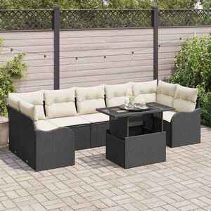 vidaXL Set de canapele pentru grădină 8 pcs Negru 100 x 55 x 73 cm imagine