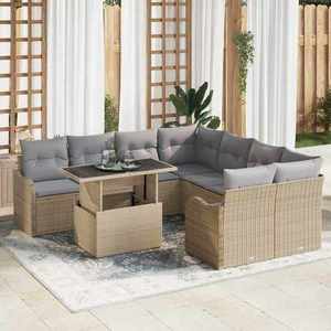 vidaXL Set de canapele pentru grădină 9 pcs Bej 100 x 55 x 73 cm imagine