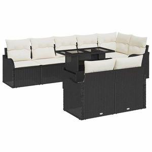 vidaXL Set de canapele pentru grădină 9 pcs Negru 100 x 55 x 73 cm imagine