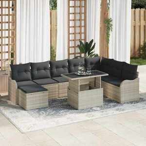vidaXL Set de canapele pentru grădină 9 pcs Gri deschis Rattan poli imagine
