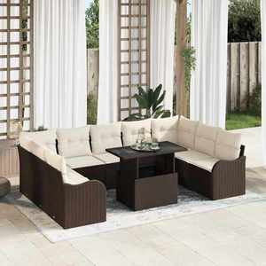 vidaXL Set de canapele pentru grădină 10 pcs Maro 100 x 55 x 73 cm imagine