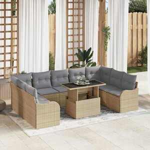 vidaXL Set de canapele pentru grădină 10 pcs Bej 100 x 55 x 73 cm imagine